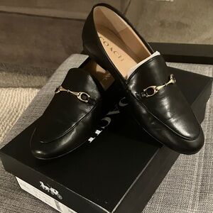 Coach Black Leather Slip-On Loafers